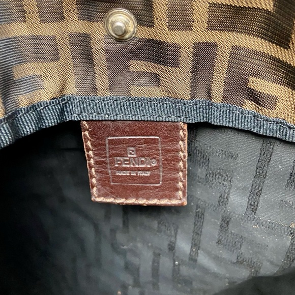 Vintage Fendi Zucca Brown Canvas Tote Hand Bag 14in x 13in x 4in - Picture 11 of 13